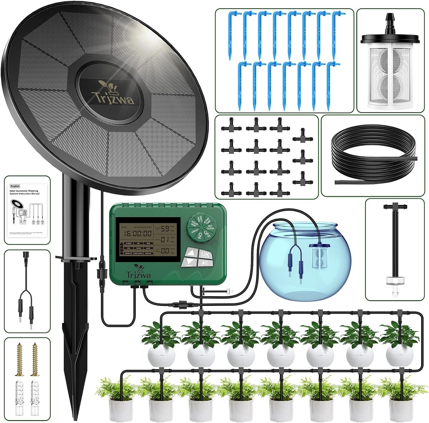 Kit d'arrosage goutte à goutte: 15m, 2200mAh